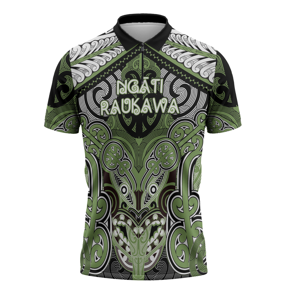Aotearoa Iwi Ngati Raukawa Personalised Zipper Polo Shirt Maori Kowhaiwhai Pattern