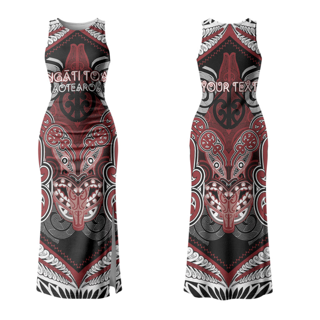 Aotearoa Iwi Ngati Toa Personalised Couples Matching Tank Maxi Dress and Long Sleeve Button Shirt Maori Kowhaiwhai Pattern