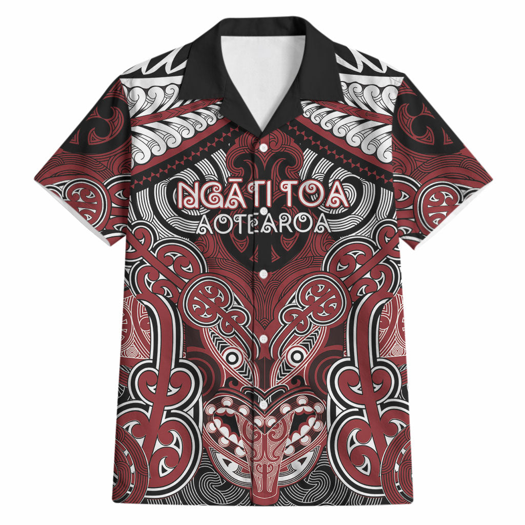 Aotearoa Iwi Ngati Toa Personalised Hawaiian Shirt Maori Kowhaiwhai Pattern LT19 Red - Polynesian Pride
