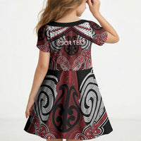 Aotearoa Iwi Ngati Toa Personalised Kid Short Sleeve Dress Maori Kowhaiwhai Pattern