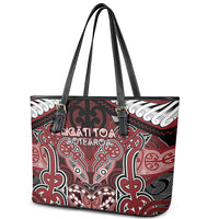Aotearoa Iwi Ngati Toa Leather Tote Bag Maori Kowhaiwhai Pattern