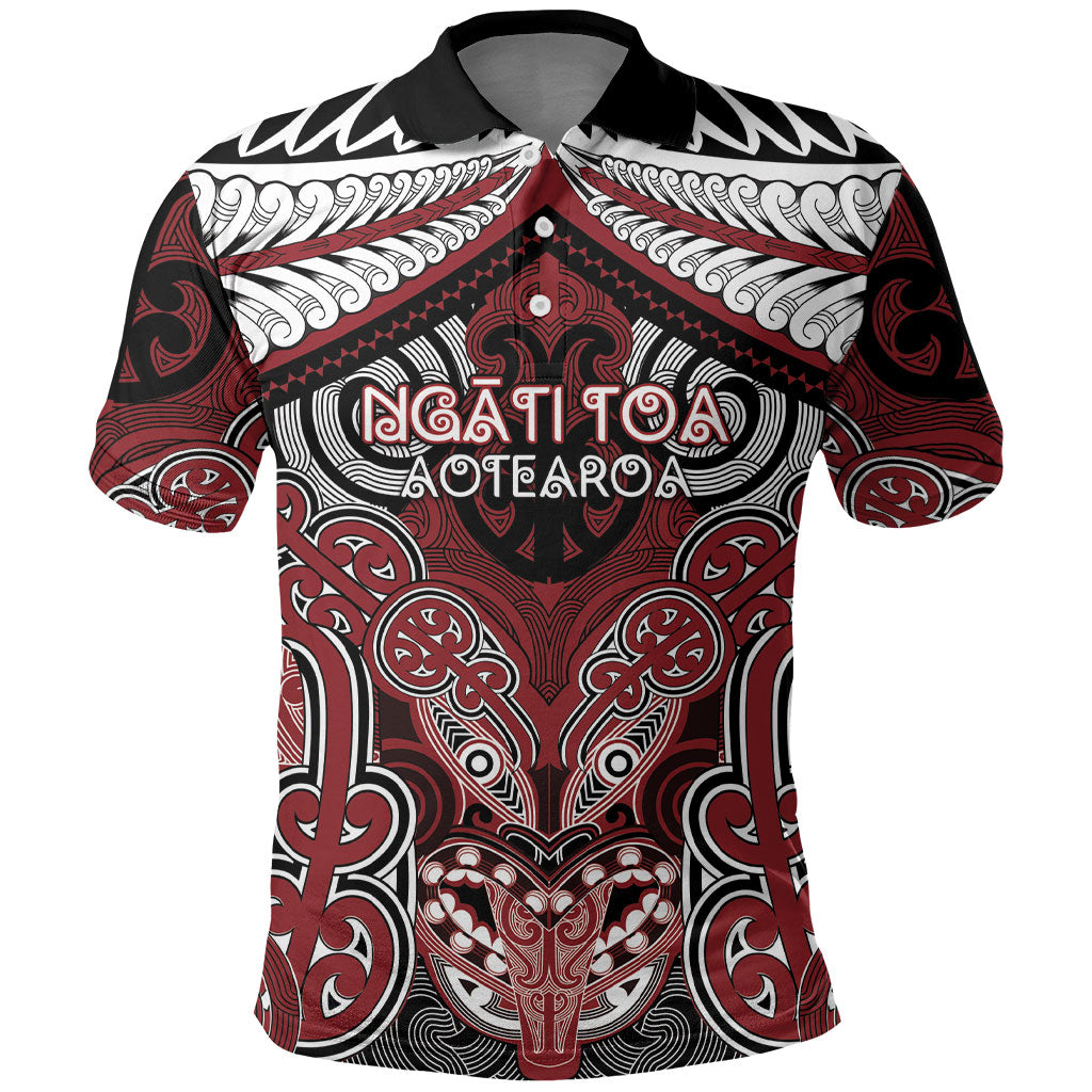 Aotearoa Iwi Ngati Toa Personalised Polo Shirt Maori Kowhaiwhai Pattern LT19 Red - Polynesian Pride