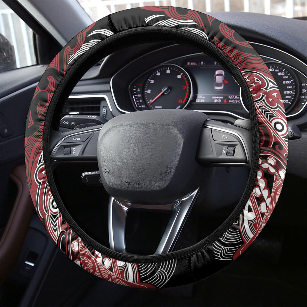 Aotearoa Iwi Ngati Toa Steering Wheel Cover Maori Kowhaiwhai Pattern