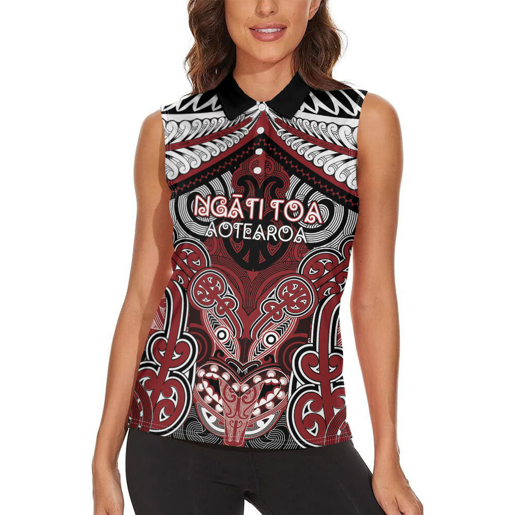 Aotearoa Iwi Ngati Toa Personalised Women Sleeveless Polo Shirt Maori Kowhaiwhai Pattern