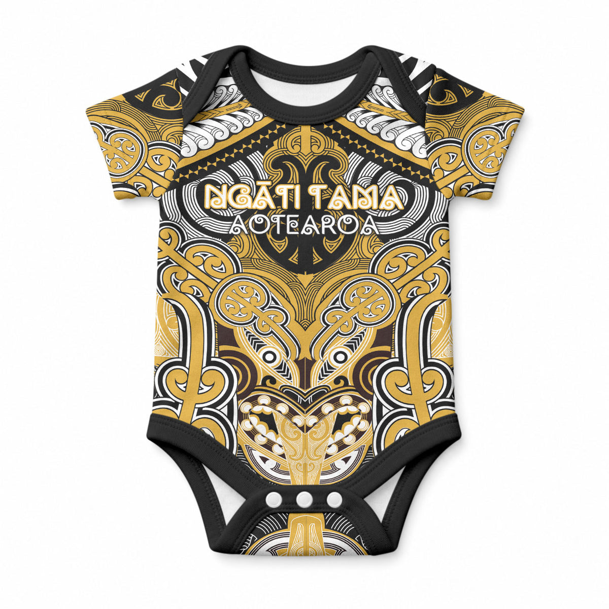Aotearoa Iwi Ngati Tama Personalised Baby Onesie Maori Kowhaiwhai Pattern