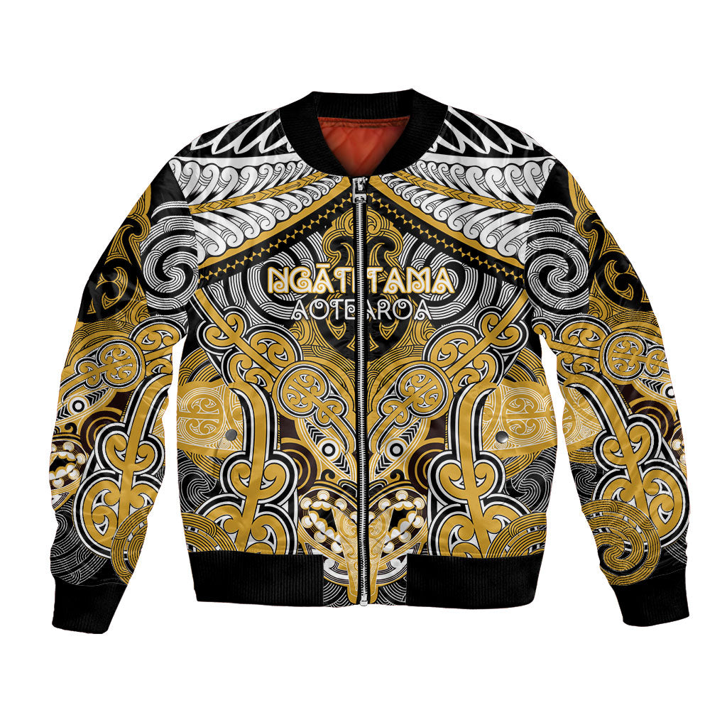 Aotearoa Iwi Ngati Tama Personalised Bomber Jacket Maori Kowhaiwhai Pattern LT19 Unisex Yellow - Polynesian Pride
