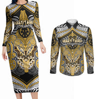 Aotearoa Iwi Ngati Tama Personalised Couples Matching Long Sleeve Bodycon Dress and Long Sleeve Button Shirt Maori Kowhaiwhai Pattern