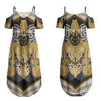 Aotearoa Iwi Ngati Tama Personalised Couples Matching Summer Maxi Dress and Hawaiian Shirt Maori Kowhaiwhai Pattern