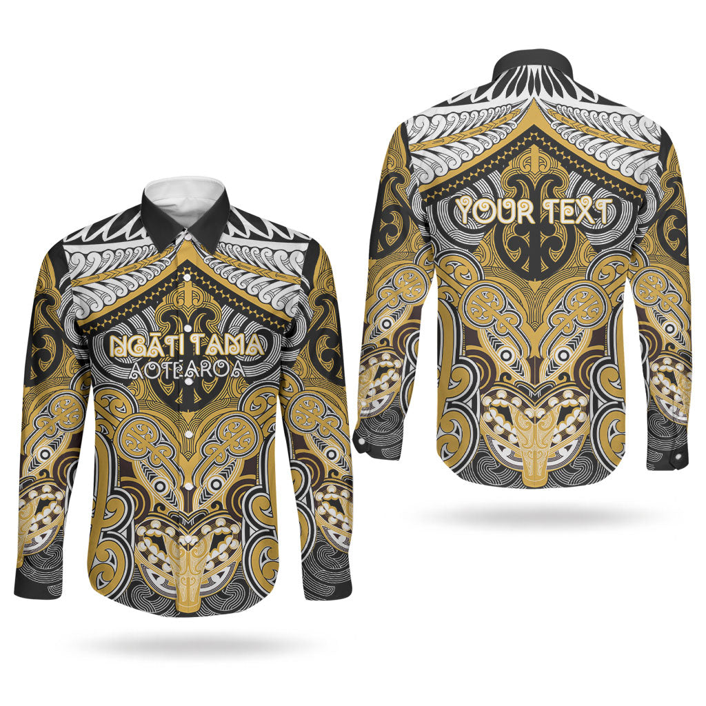 Aotearoa Iwi Ngati Tama Personalised Couples Matching Tank Maxi Dress and Long Sleeve Button Shirt Maori Kowhaiwhai Pattern