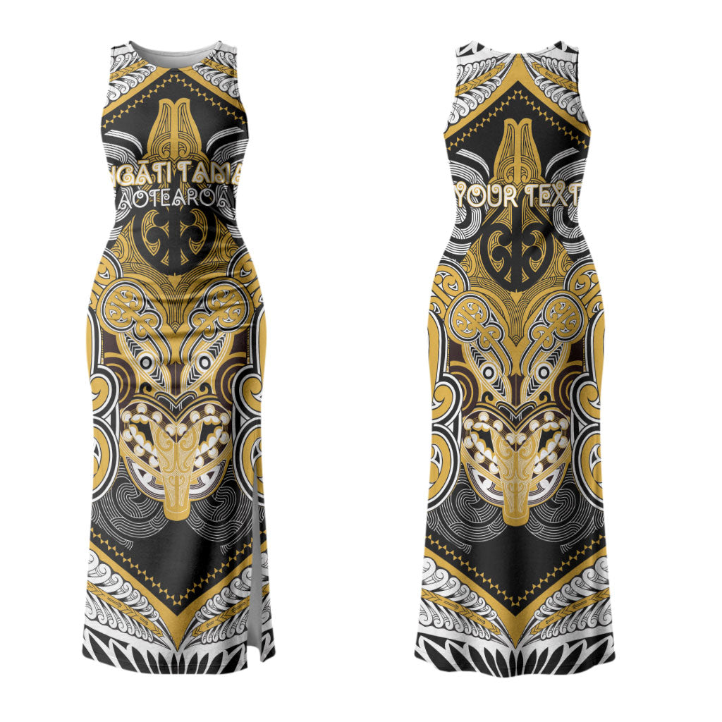 Aotearoa Iwi Ngati Tama Personalised Couples Matching Tank Maxi Dress and Long Sleeve Button Shirt Maori Kowhaiwhai Pattern