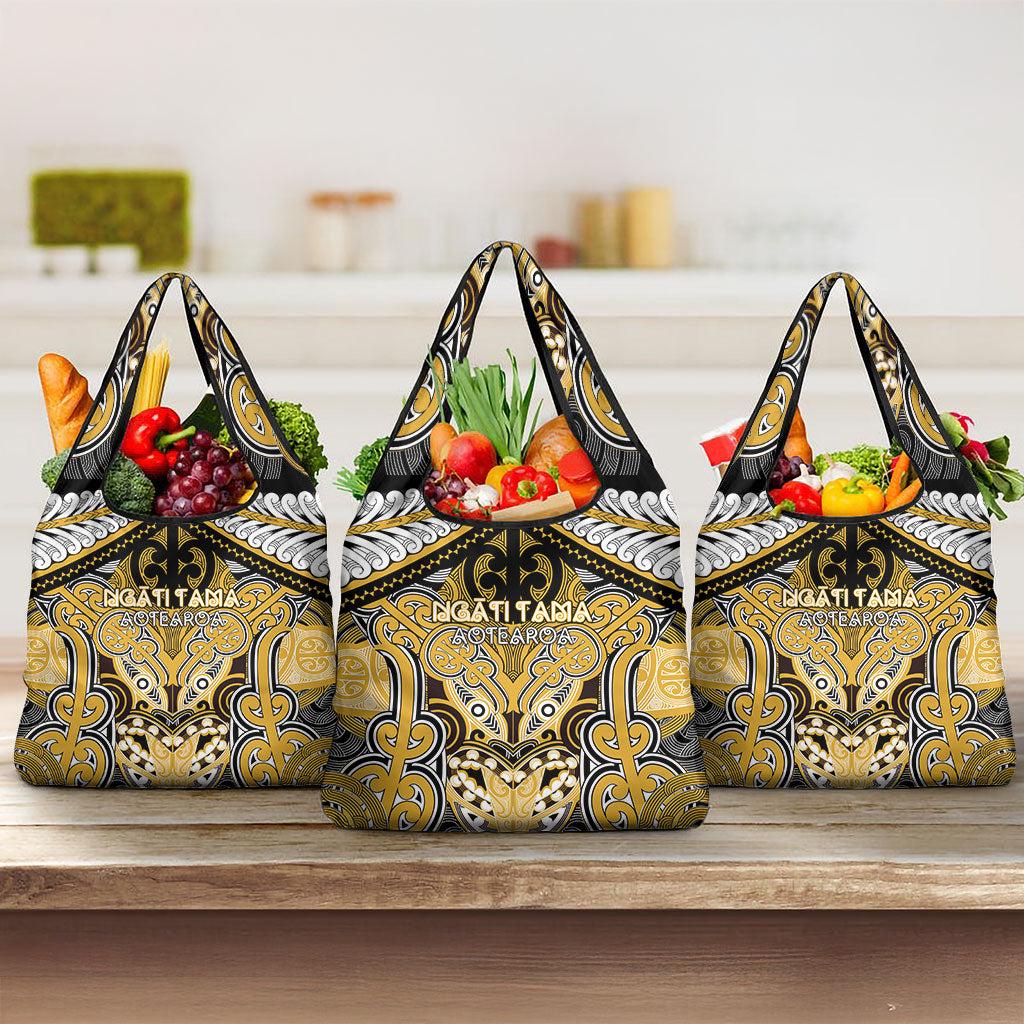 Aotearoa Iwi Ngati Tama Grocery Bag Maori Kowhaiwhai Pattern