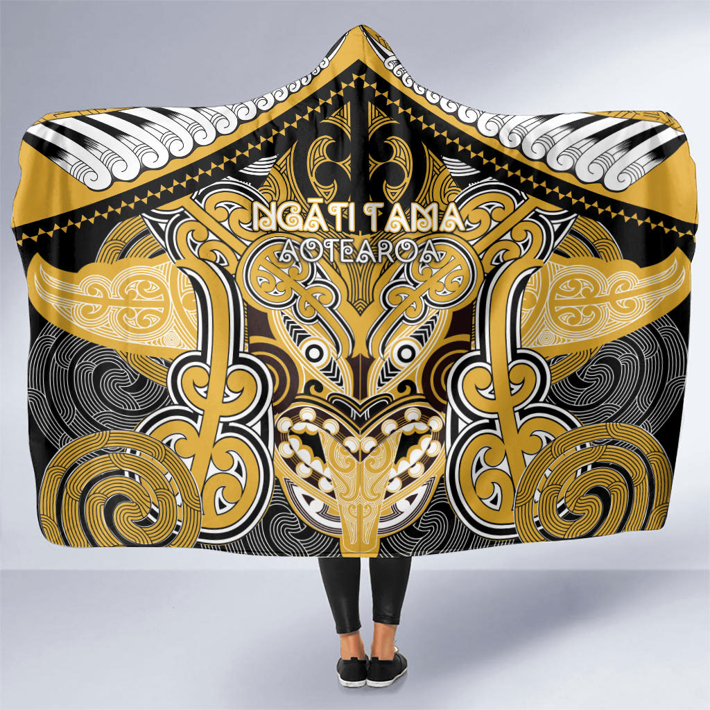 Aotearoa Iwi Ngati Tama Hooded Blanket Maori Kowhaiwhai Pattern LT19 One Size Yellow - Polynesian Pride
