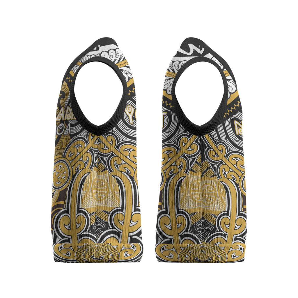 Aotearoa Iwi Ngati Tama Personalised Christmas Knitted V-Neck Vest Maori Kowhaiwhai Pattern
