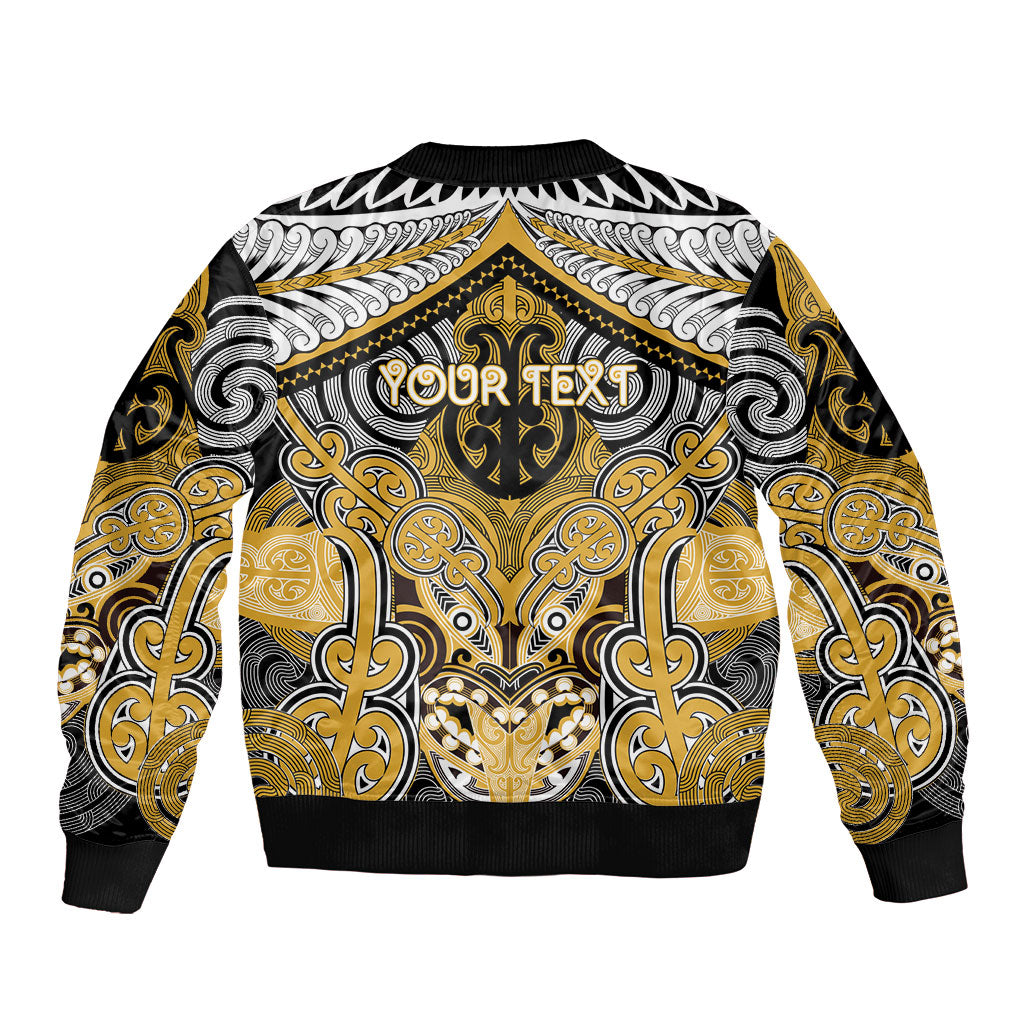 Aotearoa Iwi Ngati Tama Personalised Sleeve Zip Bomber Jacket Maori Kowhaiwhai Pattern