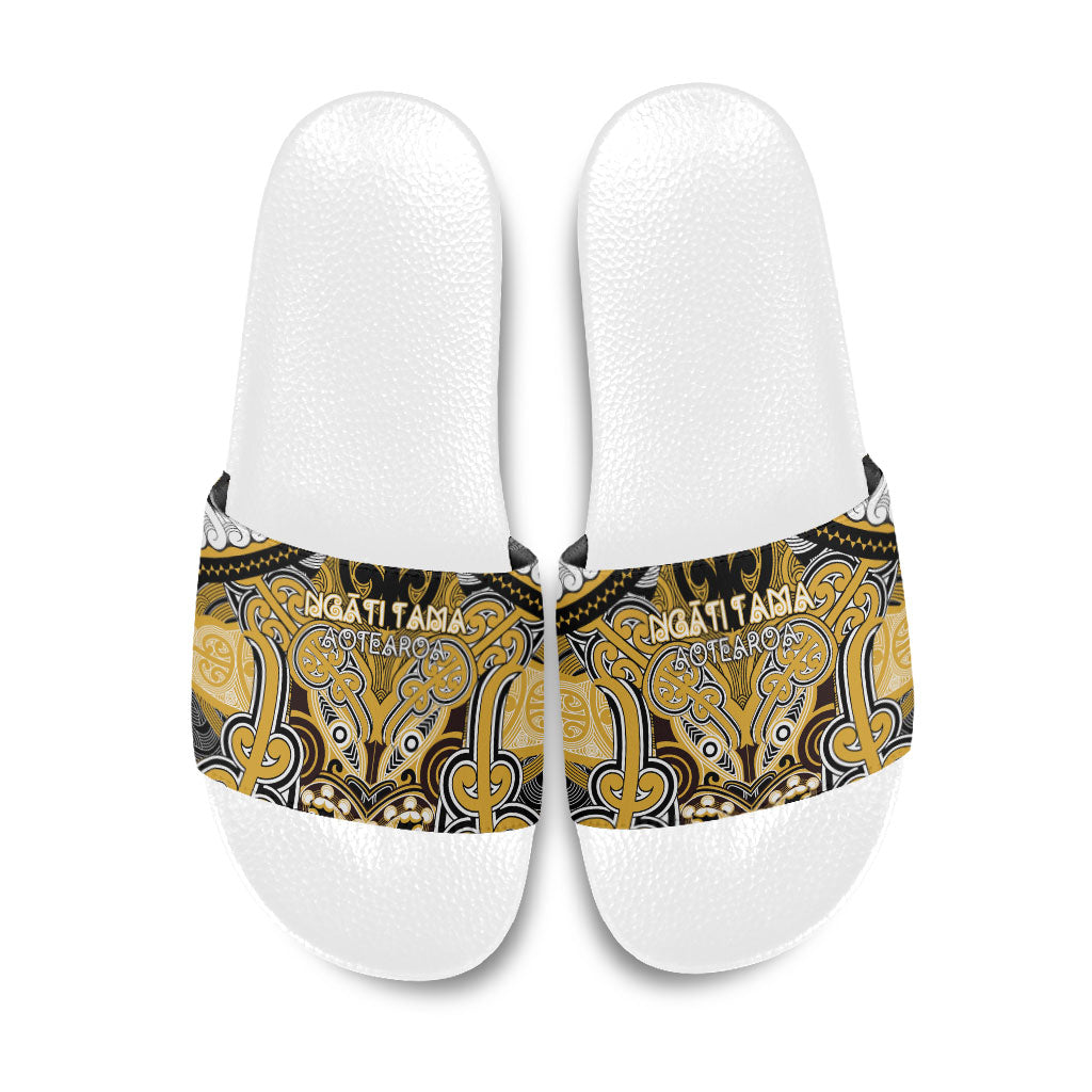 Aotearoa Iwi Ngati Tama Slide Sandals Maori Kowhaiwhai Pattern