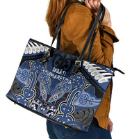 Aotearoa Iwi Ngati Tuwharetoa Leather Tote Bag Maori Kowhaiwhai Pattern