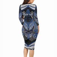 Aotearoa Iwi Ngati Tuwharetoa Personalised Long Sleeve Bodycon Dress Maori Kowhaiwhai Pattern