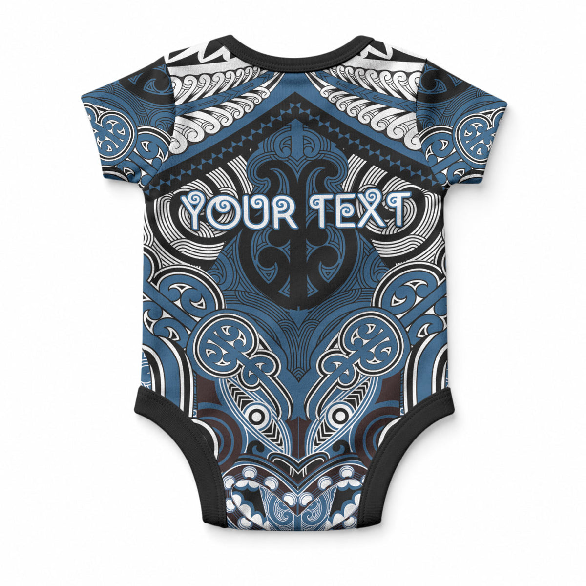 Aotearoa Iwi Ngati Mutunga Personalised Baby Onesie Maori Kowhaiwhai Pattern