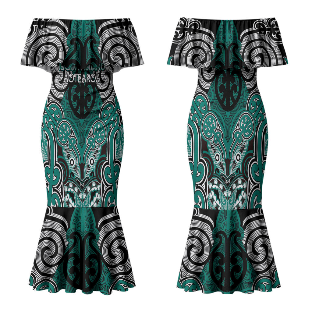 Aotearoa Iwi Ngati Maru Personalised Family Matching Mermaid Dress and Hawaiian Shirt Maori Kowhaiwhai Pattern