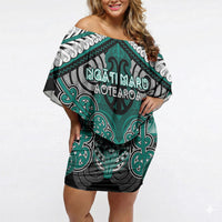 Aotearoa Iwi Ngati Maru Personalised Off Shoulder Short Dress Maori Kowhaiwhai Pattern