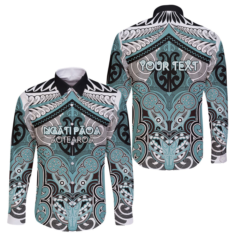 Aotearoa Iwi Ngati Paoa Personalised Family Matching Long Sleeve Bodycon Dress and Hawaiian Shirt Maori Kowhaiwhai Pattern