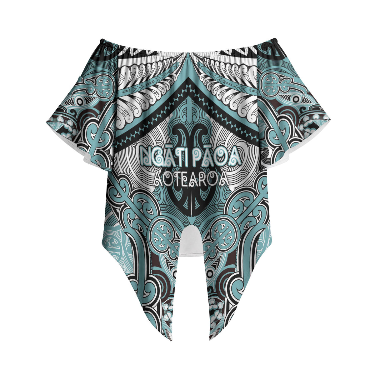 Aotearoa Iwi Ngati Paoa Personalised Off Shoulder Wrap Waist Top Maori Kowhaiwhai Pattern