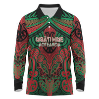 Aotearoa Iwi Ngati Hine Personalised Long Sleeve Polo Shirt Maori Kowhaiwhai Pattern