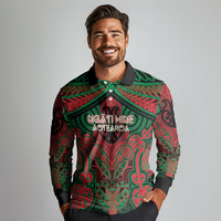 Aotearoa Iwi Ngati Hine Personalised Long Sleeve Polo Shirt Maori Kowhaiwhai Pattern