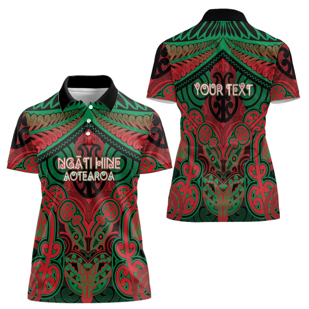 Aotearoa Iwi Ngati Hine Personalised Women Polo Shirt Maori Kowhaiwhai Pattern