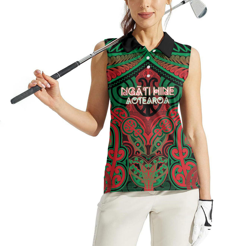 Aotearoa Iwi Ngati Hine Personalised Women Sleeveless Polo Shirt Maori Kowhaiwhai Pattern