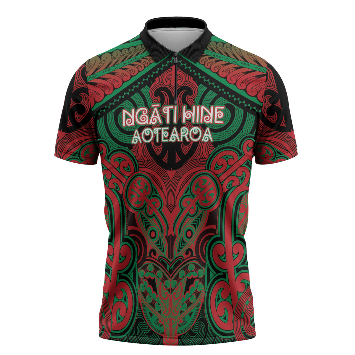 Aotearoa Iwi Ngati Hine Personalised Zipper Polo Shirt Maori Kowhaiwhai Pattern