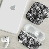 Black Aloha Hawaiian AirPods Case Monstera Hibiscus Tropical Pattern LT19 - Polynesian Pride
