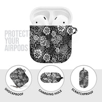 Black Aloha Hawaiian AirPods Case Monstera Hibiscus Tropical Pattern LT19 - Polynesian Pride