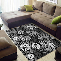 Black Aloha Hawaiian Area Rug Monstera Hibiscus Tropical Pattern LT19 - Polynesian Pride