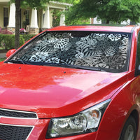 Black Aloha Hawaiian Auto Sun Shade Monstera Hibiscus Tropical Pattern LT19 - Polynesian Pride