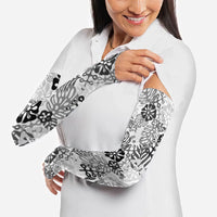 White Aloha Hawaiian Arm Sleeves Monstera Hibiscus Tropical Pattern LT19 - Polynesian Pride