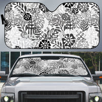 White Aloha Hawaiian Auto Sun Shade Monstera Hibiscus Tropical Pattern LT19 White - Polynesian Pride