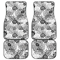 White Aloha Hawaiian Car Mats Monstera Hibiscus Tropical Pattern LT19 - Polynesian Pride