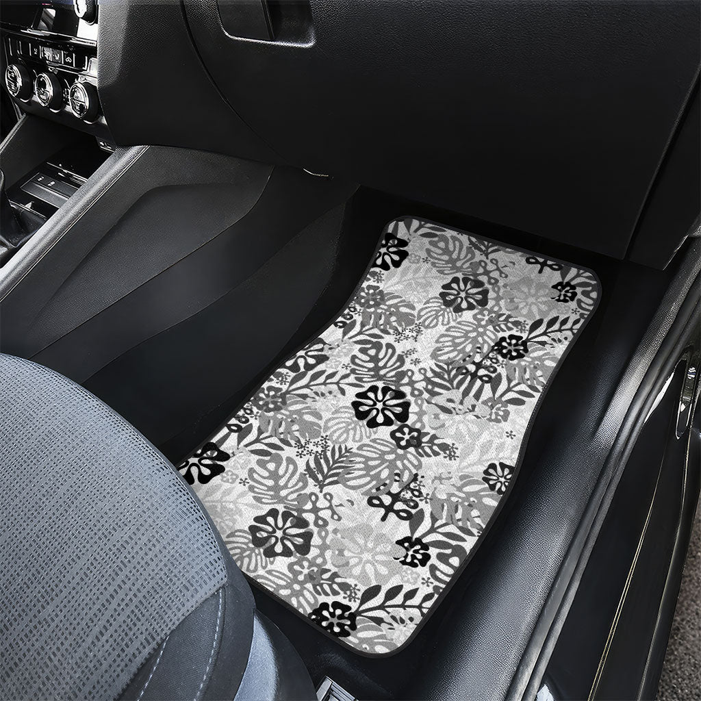 White Aloha Hawaiian Car Mats Monstera Hibiscus Tropical Pattern LT19 - Polynesian Pride