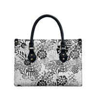 White Aloha Hawaiian Leather Bag Monstera Hibiscus Tropical Pattern LT19 - Polynesian Pride