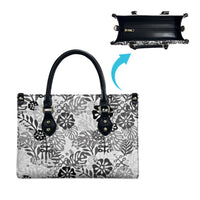 White Aloha Hawaiian Leather Bag Monstera Hibiscus Tropical Pattern LT19 - Polynesian Pride