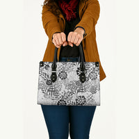 White Aloha Hawaiian Leather Bag Monstera Hibiscus Tropical Pattern LT19 - Polynesian Pride