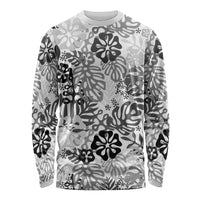 White Aloha Hawaiian Long Sleeve Shirt Monstera Hibiscus Tropical Pattern LT19 Unisex White - Polynesian Pride