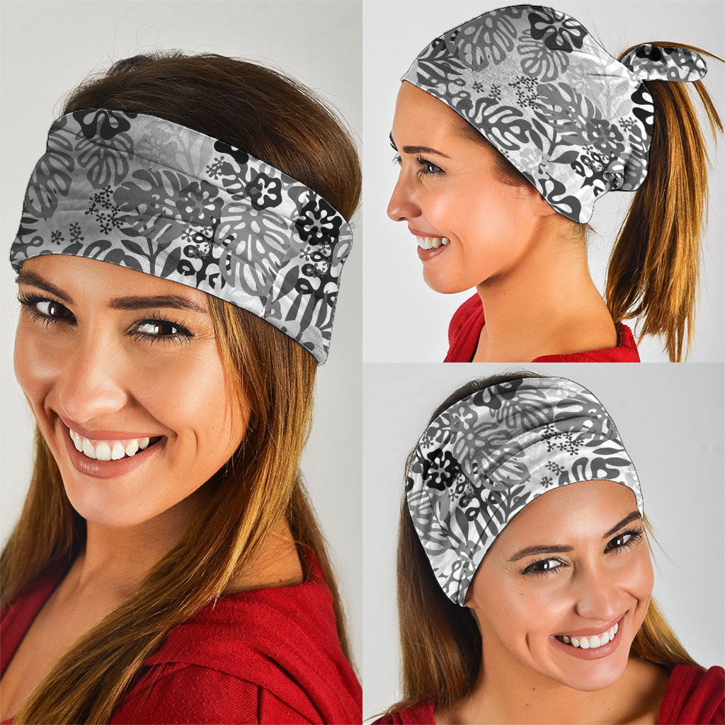 White Aloha Hawaiian Neck Gaiter Monstera Hibiscus Tropical Pattern LT19 - Polynesian Pride