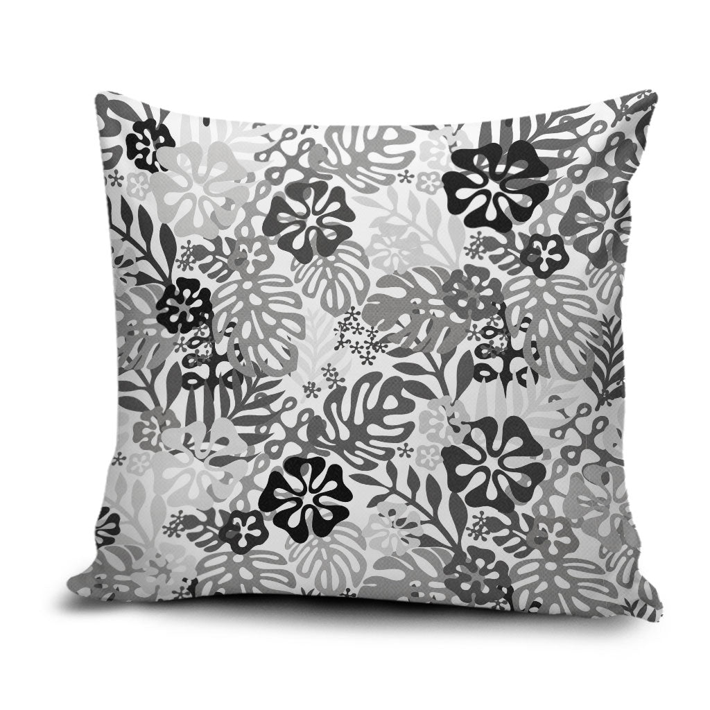 White Aloha Hawaiian Pillow Cover Monstera Hibiscus Tropical Pattern LT19 White - Polynesian Pride