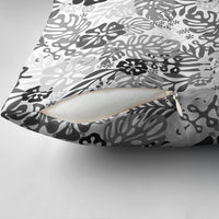 White Aloha Hawaiian Pillow Cover Monstera Hibiscus Tropical Pattern LT19 - Polynesian Pride