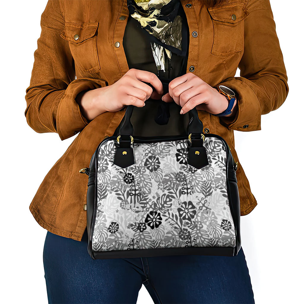 White Aloha Hawaiian Shoulder Handbag Monstera Hibiscus Tropical Pattern LT19 - Polynesian Pride