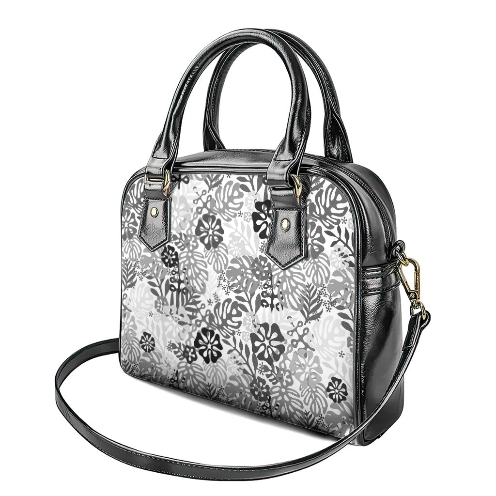 White Aloha Hawaiian Shoulder Handbag Monstera Hibiscus Tropical Pattern LT19 - Polynesian Pride