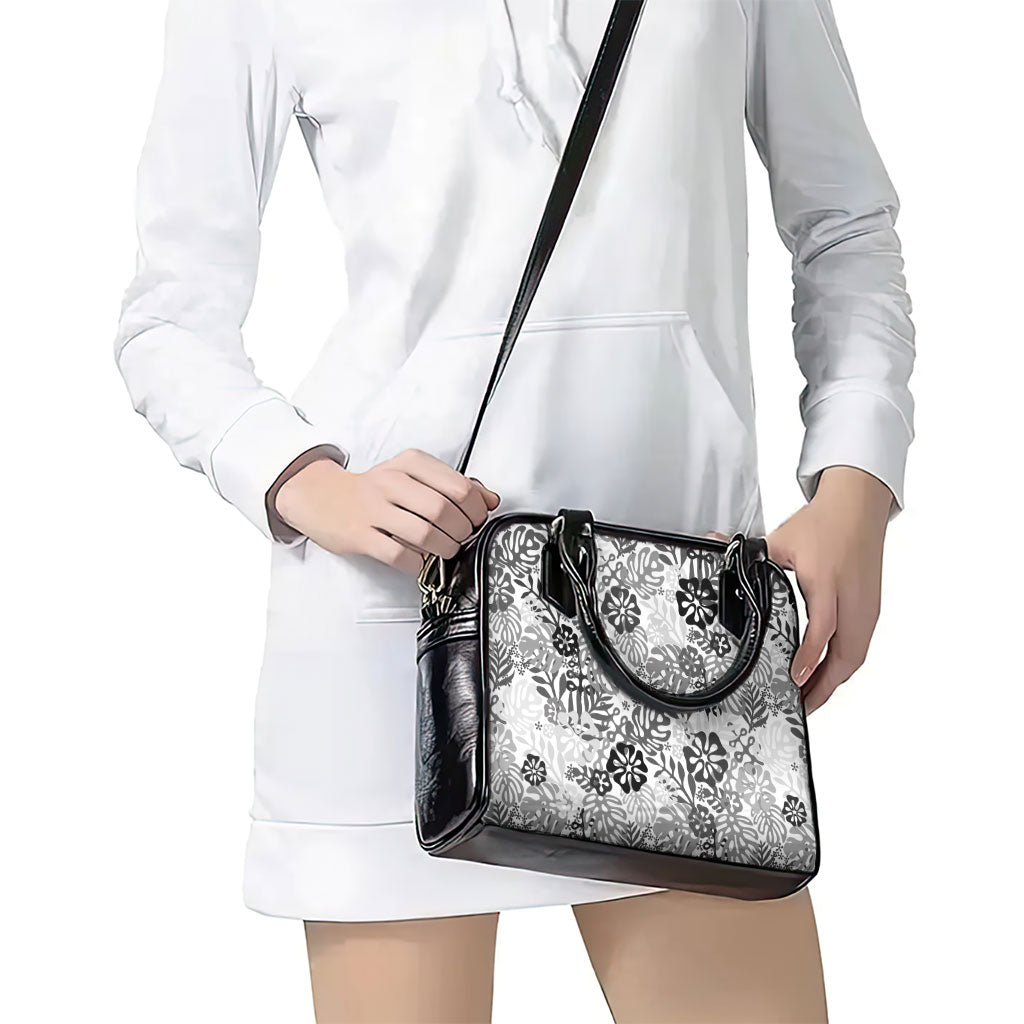 White Aloha Hawaiian Shoulder Handbag Monstera Hibiscus Tropical Pattern LT19 - Polynesian Pride