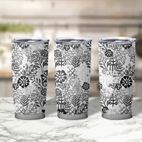 White Aloha Hawaiian Tumbler Cup Monstera Hibiscus Tropical Pattern LT19 - Polynesian Pride